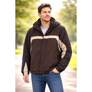 Columbia Jacket Size XL Brown/Beige Outdoor Coat Zip Hooded – Good Condition